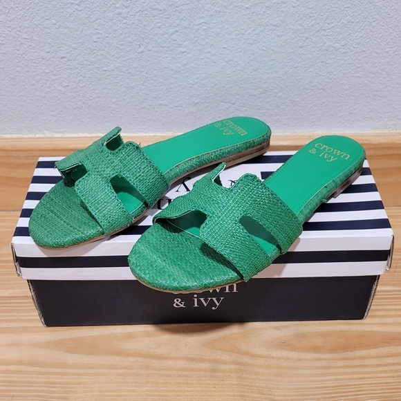 Crown & Ivy Women's Green Slide‎ Sandals Size 6 - Picture 5 of 6